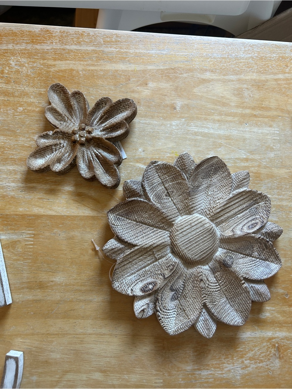 Wooden Floral Wall Decor - Set of 2 Beige Flowers